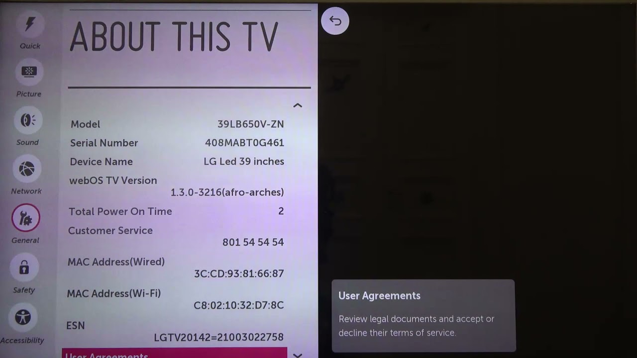 How to Check Model Number in LG LED Smart TV? (LG39LB650V)