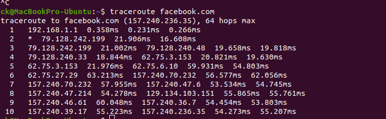 traceroute command