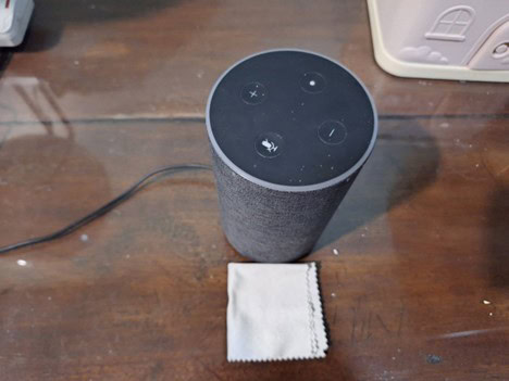 Micro fiber cloth near an Alexa device