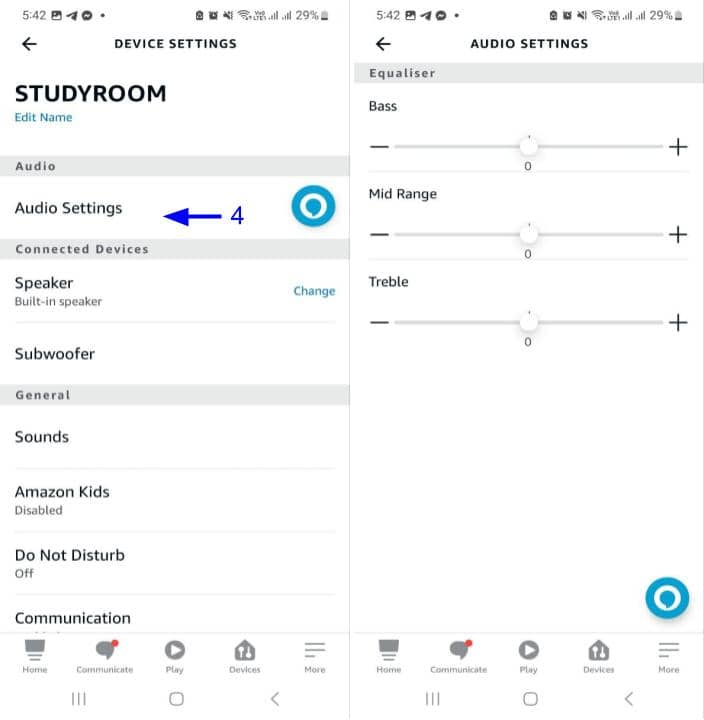 Steps needed to change Alexa equalizer settings part 2