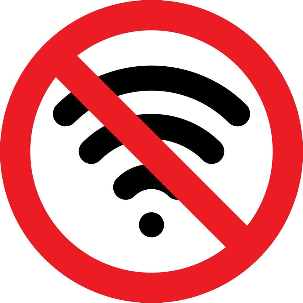 No wireless connection / no internet access sign