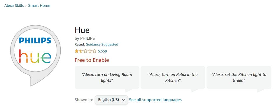 Phillips Hue Alexa Skill